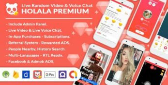 HOLALA Premium v1.3.7 Live Random VideoVoice Call + Admin Panel + Ads + In-App Purchases