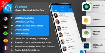 YooHoo v6.5 – Android Chatting App with Voice/Video Calls, Voice messages + Groups -Firebase | Complete App