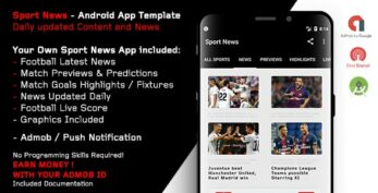 Sport News – Football Android App Template (Admob/Push) (3 April 19)