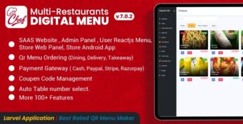 CHEF v8.2 – SaaS – Contactless Multi-restaurant QR Menu Maker