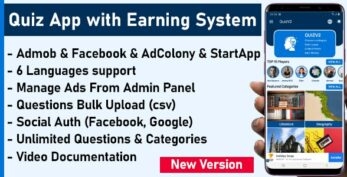 Quiz App with Earning System + Admin Panel v3.1