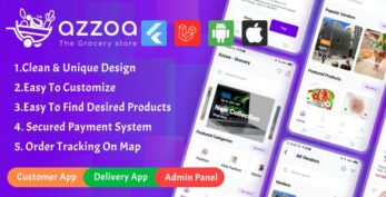 Azzoa v4.0.3 – Grocery, MultiShop, eCommerce Flutter Mobile App with Admin Panel