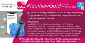 WebViewGold for iOS v15.3 – WebView URL/HTML to iOS app + Push, URL Handling, APIs & much more!