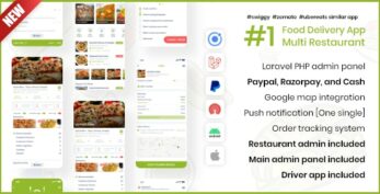 Grocery, Food Delivery Mobile App with Web Panels v2.0