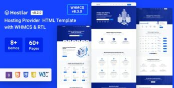 Hostlar v8.5.0 – Domain Hosting Provider HTML Template with WHMCS and RTL