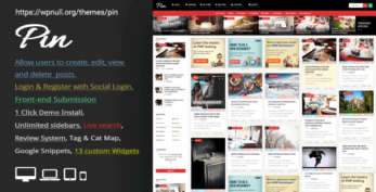 Pin = Pinterest Style / Personal Masonry Blog / Front-end Submission