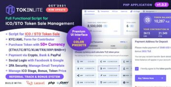 TokenLite v1.8.0 – ICO / STO Token Sale Management Dashboard – ICO Admin Script