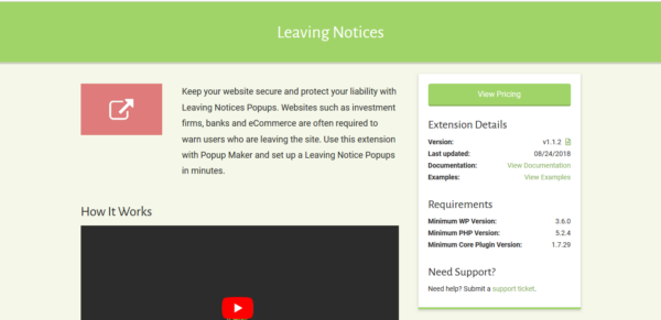 Popup Maker – Leaving Notices