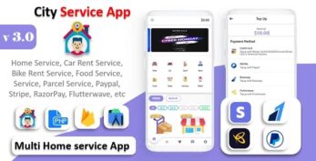 City Service App v4.0 Service At Home | Multi Payment Gateways Integrated | Multi Login