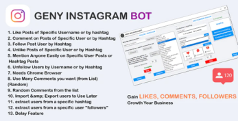 GENY instagram bot v4.0.1 – Gain More Instagram Followers, Increase your Followers Now