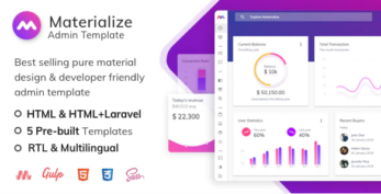 Materialize v9.0 – HTML & Laravel Material Design Admin Template