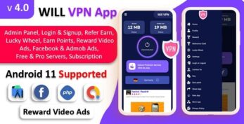 WILL VPN App v10.1 – VPN App With Admin Panel | Secure VPN & Fast VPN | Refer & Earn | Reward Lucky Wheel