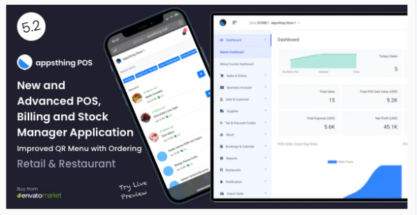 Appsthing POS v7.0 – Multi Store Restaurant & Retail Point of Sale, Billing & Stock Manager Application