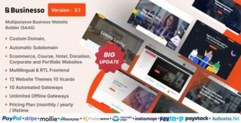 Businesso v3.5 – Multipurpose Website Builder SAAS (Multitenancy)