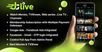 DTLive – Movies – TV Series – Live TV – Channels – OTT – Android app | Laravel Admin Panel 1.0