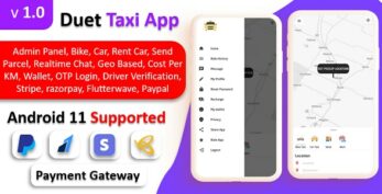 Duet Taxi App v1.0 – Taxi App With Admin Panel | Multi Payment Gateway | Recharge Wallet | Notification