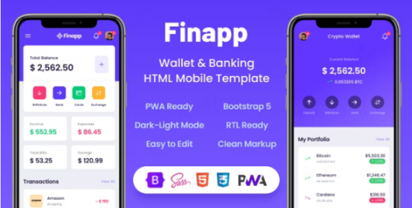Finapp - Wallet & Banking HTML Mobile Template v2.2.1