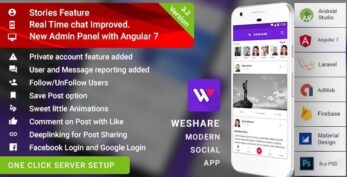 WeShare v4.1 – Social Media Sharing Android App with Angular Admin | Laravel (PHP) Backend | Complete App