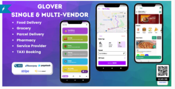 [Fixed*] Glover v1.6.5 – Grocery, Food, Pharmacy Courier & Service Provider + Backend + Driver & Vendor app