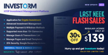 Fixed* Investorm – Advanced HYIP Investment Management Platform v1.3.2