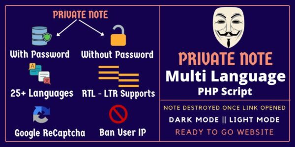 Privy v1.0 – Private Note Multi Language PHP Script