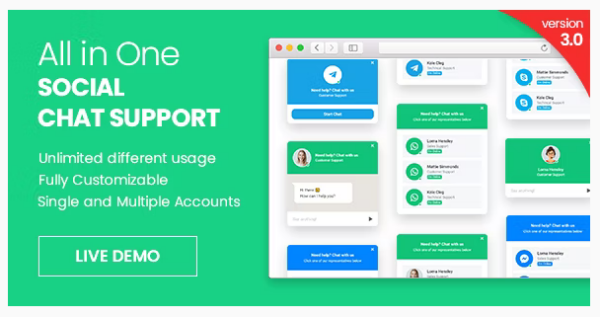 WhatsApp Chat Support & All in One v3.0 – jQuery Plugin