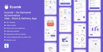 Ecomik v1.0 Ecommerce Flutter App Template for User, Store and Delivery