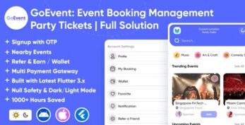 GoEvent v1.3 – Event Booking Management | Event Planner | Ticket Booking | Flutter Full Solution App