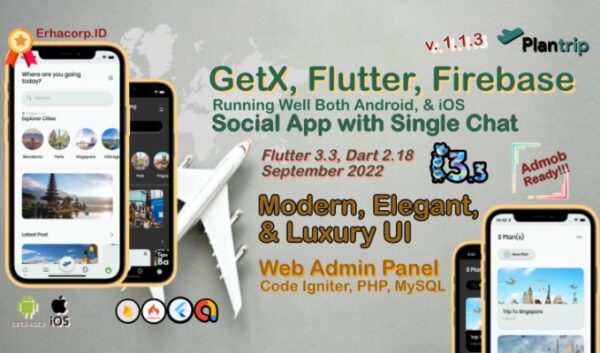 PlanTrip v1.1.3 Social Flutter Full App with Chat | Web Admin Panel | Google Admob