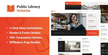 Scientia v1.0.6.1 – Public Library & Book Store Education WordPress Theme