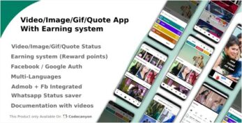 Video-Image-Gif-Quote App With Earning system (Reward points) v5.0