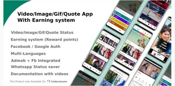 Video-Image-Gif-Quote App With Earning system (Reward points) v5.0